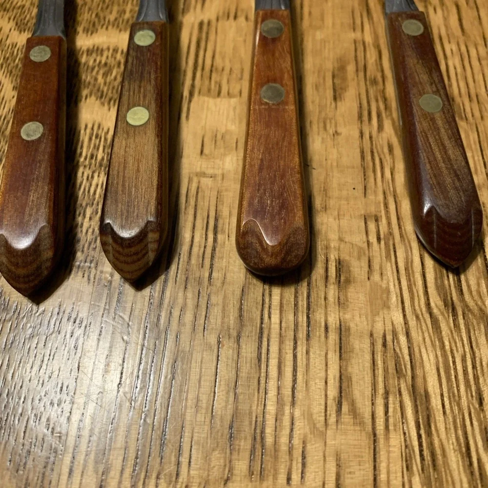 Set of 4‎ Teaspoons MCM Tableware Set /Wood Handles Stainless Usa